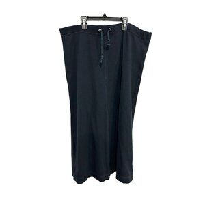 DeRoo Womens Black Midi Stretch Drawstring Skirt SZ Large